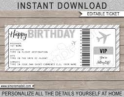 Birthday Boarding Pass Gift Ticket Template Surprise Plane Trip Reveal Surprise Trip Reveal Ticket Template Gift Certificate Template