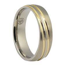 Titanium Wedding Ring With Twin Gold Waves