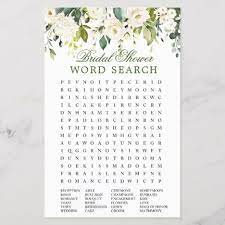 White Roses Floral Word Search Bridal Shower Game Zazzle Com Bridal Shower Games Floral Words White Roses