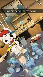 Snoopy Centerpiece For A Boy Baby Shower Theme Snoopy Baby Shower Snoopy Baby Shower Decorations Snoopy Baby Shower Theme