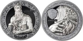 20 Dollars MOSES Eternal Sculptures II 3 Oz Silver Coin 20$ Palau 2022  Black Proof