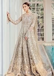 Off White and golden colour bridal dress ideas for Pakistani ...