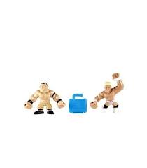 Pull back an arm on a punching figure to deliver a knockout punch; Wwe Slam City Dolph Ziggler And John Cena Cartoon Characters Battle