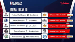 Nba bubble playoffs bracket in the eastern and western conferences throughout the 2020 nba playoffs in the bubble right here updated daily! Jadwal Playoff Nba 2019 2020 Pekan Ini Di Vidio Cek Daftar 16 Tim Yang Lolos Bola Liputan6 Com