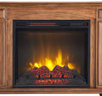 HearthPro 37-in W Oak Vaneer Infrared Quartz Electric Fireplace