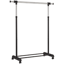 The four wheels are easy to maneuver and can lock into place to prevent rolling on uneven floors. Mainstays Adjustable Rolling Garment Rack Chrome Black Walmart Com Walmart Com