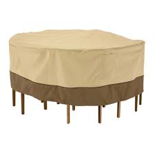 Classic Accessories Veranda X Large Round Patio Table And Chair Set Cover Pebble Earth Brow Patio Furniture Covers Patio Chair Covers Outdoor Furniture Covers