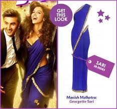 Get This Look Deepika Padukone S Yeh Jawaani Hai Deewani Saris Missmalini Deepika Padukone Saree Bollywood Saree Royal Blue Saree