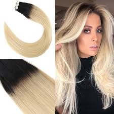Black And Blonde Ombre Hair Extensions Tape In Human Hair Extensions Ombre Off Black 3 Inch To Lightest Blonde T1b 613 Human Hair Extensions Tape In Hair Extensions 100 Human Hair Extensions