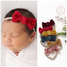 Baby Headband, Newborn Headbands, Red Velvet Headband, Baby Hair Bows,  Velvet Bow Headband, Baby Christmas Bows, Knotted Headband, ZOEY