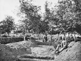 Cemetery of fallen officers from the British invading force (10th Royal Hussars) at Jalalabad, Afghanistan, 1879. Photo by John Burke. The British took meticulous care of the graves of their own—especially those
