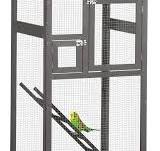 PawHut Cage à Oiseaux Grande Taille en Bois Massif, volière avec Toit en  Asphalte, 2 Portes et tiroir Amovible, 68 x 63 x 165 cm, Gris : Amazon.fr:  ...