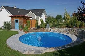 Stahlwandpool Rund Mit Steinumrandung Stahlwandpool Rund Kleiner Garten Pool