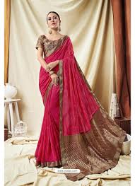 Have you ever thought of wearing gorgeous sarees at a party? Buy Trendy Pink Silk Wedding Party Wear Saree Wedding Sarees