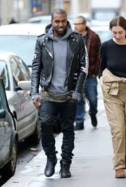 Kanye West Wearing Black Leather Biker Jacket Grey Hoodie Olive Camouflage Crew Neck T Shirt Black Jeans Mens Fashion Edgy Hipster Mens Fashion Mens Fashion Casual