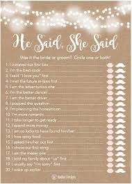 Of these questions are important, others are rather silly and fun. Buy 25 Rustic Wedding Bridal Shower Engagement Bachelorette Anniversary Party Game Ideas He Said She Said Cards For Couples Funny Co Ed Trivia Rehearsal Dinner Guessing Question Fun Kids Supplies Kit Online