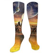 Amazon Com Ruin Faint Earth Planet High Knee Socks Long