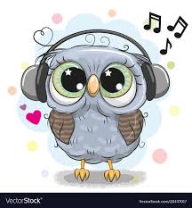 Animated Bird With Big Eyes Cute Cartoon Owl With Headphones Vector Image On Vectorstock Cute Owl Cartoon Owl Cartoon Cute Cartoon Wallpapers