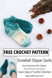 These easy crochet slippers for women are worked from a flat rectangle. Crochet Snowball Slipper Socks Free Pattern Left In Knots