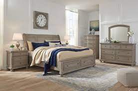 83.63w x 60.13h x 4.5d. Lettner 4 Piece Sleigh Storage Bedroom Set In Light Gray