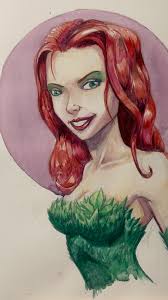 been going for a more cartoony look with my recent paintings #poisonivy  #watercolor #watercolorpainting #batman