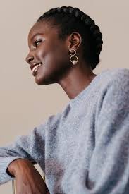 Black And White Braids On Dark Skin Countdown Drop Earrings In 2020 Beautiful Dark Skinned Women Beautiful Dark Skin Dark Skin Women