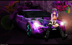 188 purple 4k wallpapers and background images. Wall Cars Purple Cleavage Graffiti Yamashita Shunya Purple Hair Thigh Highs Vehicles Anime Girls Wallpaper 1685x1053 300614 Wallpaperup