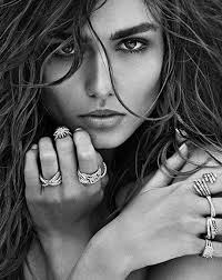 Black And White Jewelry Photography Rings For Women Silver Gold Designer Rings From David Yurman Black And White Portraits Jewelry Model Beauty