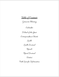 Grimoire Table Of Contents Grimoire Book Wiccan Books Grimoire