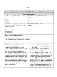 Lesson observation lesson observation template lesson observation form observation teacher observation observation sheet observation template lesson plan template. Task 2 Peer Observation 1 Lesson Plan Educational Assessment