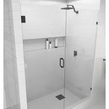 Glass Warehouse 30 25 In X 78 In Frameless Wall Hinged Shower Door In Matte Black With Handle Gw Wh 30 25 Mb The Home Depot In 2020 Frameless Shower Doors Frameless Shower Shower Doors