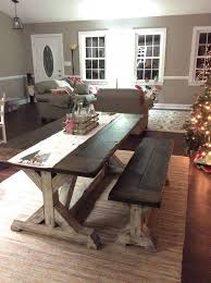 7 Farmhouse Table With Bench Trestle Farmhouse Table Bench Set Jacobean Top In 2020 Farmhouse Table With Bench Farmhouse Style Dining Room Farmhouse Dining Room Table