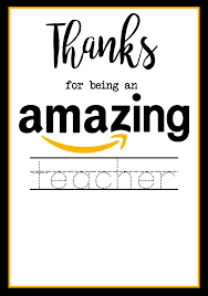 A page with one big tag template. Teacher Appreciation Amazon Card Paper Trail Design