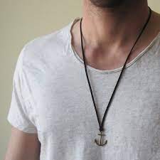 Mens Bronze Anchor On Black Suede Cord Necklace Faux Suede Etsy In 2021 Mens Leather Necklace Leather Necklace Mens Beaded Necklaces