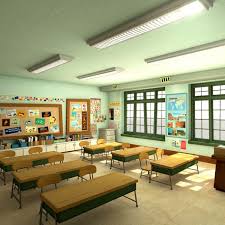 3d Model Cartoon Classroom Scene Episode Interactive Backgrounds Anime Classroom Classroom