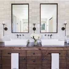 Small bathroom sinks rustic bathroom vanities rustic bathrooms bathroom ideas modern bathroom bathroom pink bathroom fixtures bathroom accents ikea bathroom. I Love Symmetry And I Love Pretty Things This Is Gorgeous The Natural Wood White Modern Bathroom Remodel Rustic Modern Bathroom Farmhouse Master Bathroom