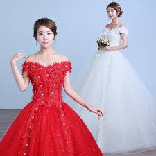This bridal gown collection is also a great choice for women who are getting married and planning your honeymoon in the summer time or having an outdoor reception. Buy Big Red Wedding Dress 2016 New Korean Qi Word Shoulder Wedding Dress Retro Slim Was Thin Korean Style Wedding Dress Straps In Cheap Price On Alibaba Com