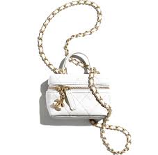 Check spelling or type a new query. Grained Calfskin Gold Tone Metal White Small Vanity With Chain Chanel