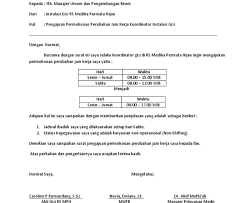 Contoh Surat Permohonan Pertukaran Waktu Kerja Rasmi Suh