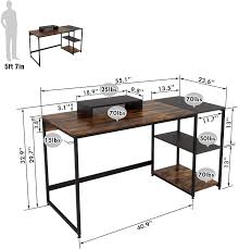 Ultimate list of diy computer desk ideas with detailed plans! Buy Desk With Storage Shelve Nost Host Computer Desk Monitor Stand Headphone Hook Included Minimalist Sturdy Desk With Side Shelves Modern 2 Tone Home Office Laptop Desk Rustic Brown