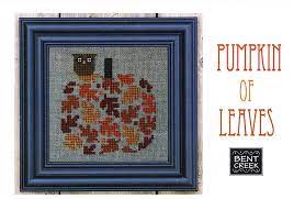 Model stitched on 32 ct. Pumpkin Of Leaves Cross Stitch Kit Bent Creek Fat Quarter Shop