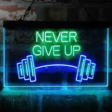 Never Give Up Weight Train Fitness Gym Dual Color Led Neon Etsy In 2021 Neon Signs Led Color Led Neon Signs