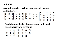 Matriks koefisien matriks menghasilkan bentuk eselon baris tereduksi dan solusi / nilai untuk setiap individu dapat dengan mudah diperoleh dari perhitungan sederhana. Ppt Matriks Powerpoint Presentation Free Download Id 6322489