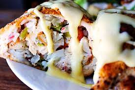 Stuffed chicken parmesan, with home made potato wedges and sautéed spinach and capsicum with. Crab Stuffed Chicken Breasts Tasty Kitchen A Happy Recipe Community