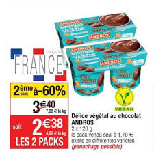 Offre Mousse Au Chocolat Au Lait De Coco Gourmand Vegetal Andros Chez Cora