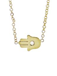 Mini Hamsa Diamond Yellow Gold Necklace Jennifer Meyer Necklace Necklace Hamsa Necklace