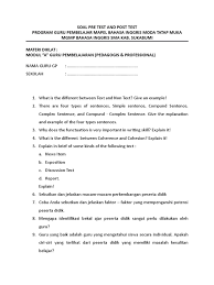 Maybe you would like to learn more about one of these? Contoh Soal Pre Test Dan Post Test Bahasa Inggris Berbagi Contoh Soal
