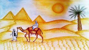 How to draw a camel in the desert? Camel Desert Scene Drawing Easy Novocom Top
