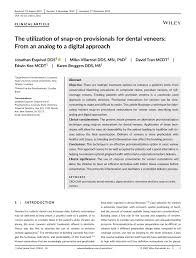 PDF) The utilization of snap‐on provisionals for dental veneers: From an  analog to a digital approach