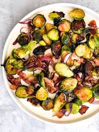 Roasted Brussels Sprouts With Bacon And Onion Fetty S Food Blog Recipe Brussel Sprouts Sprouts With Bacon Roasted Brussel Sprouts